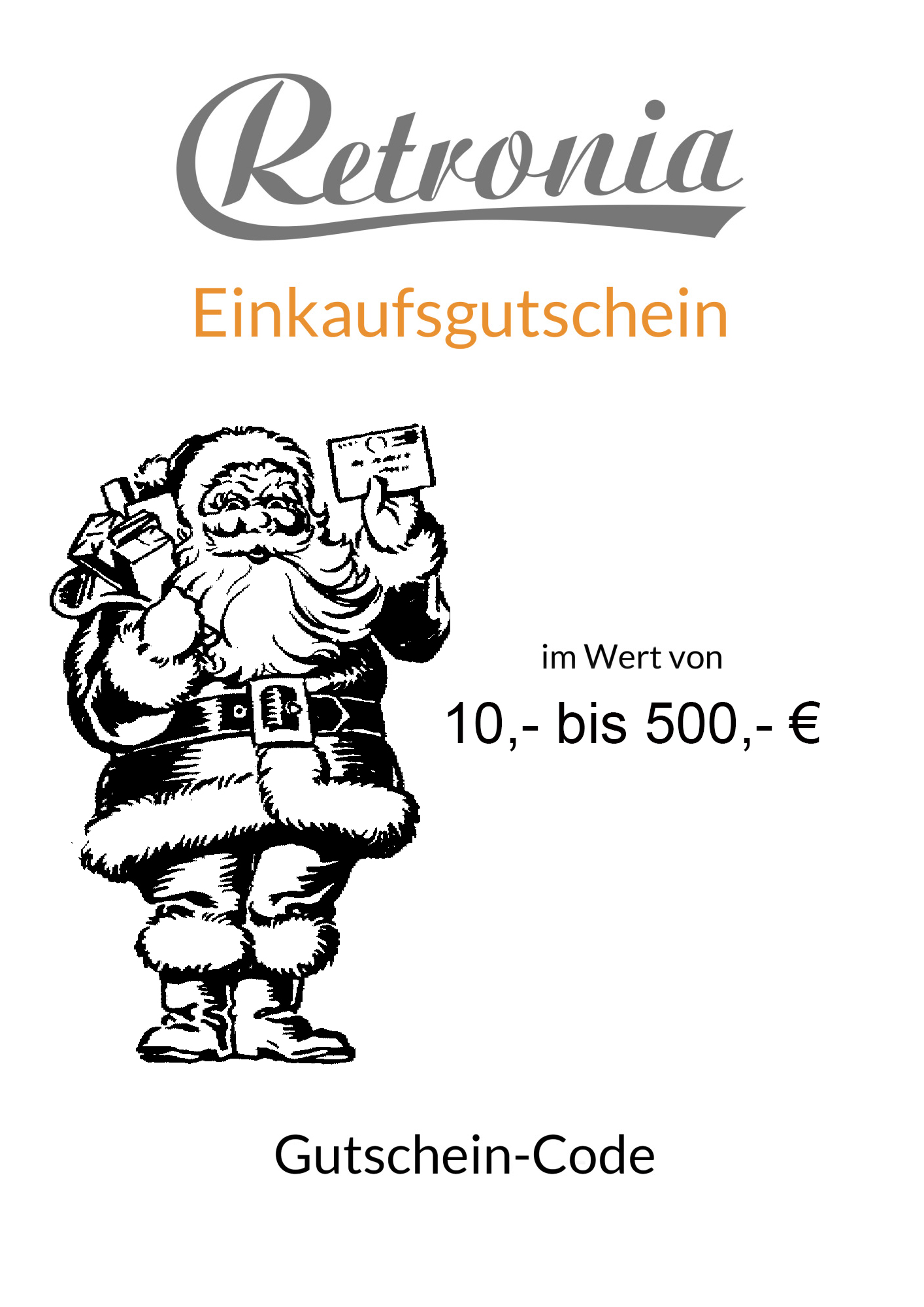 Retronia Geschenk-Gutschein (Motiv: Weihnachtsmann)